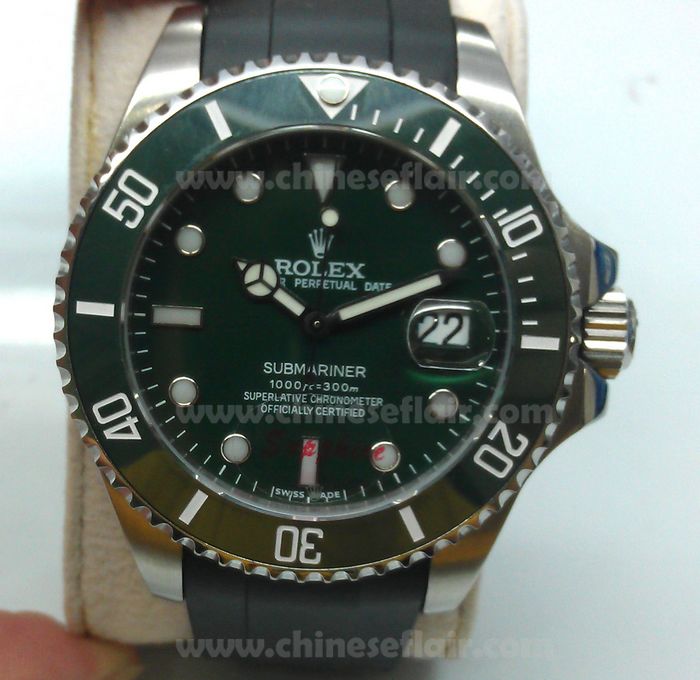 Rolex Submariner Clone watches: SS Green Ceramic Rubber strap Rolex Submariner Clone watches: SS Green Ceramic Rubber strap